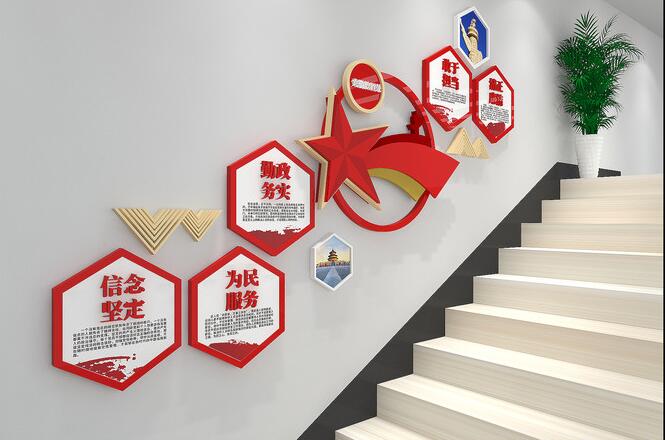 公司樓梯文化墻設(shè)計(jì)(圖3) 五好黨員干部黨建樓梯文化墻