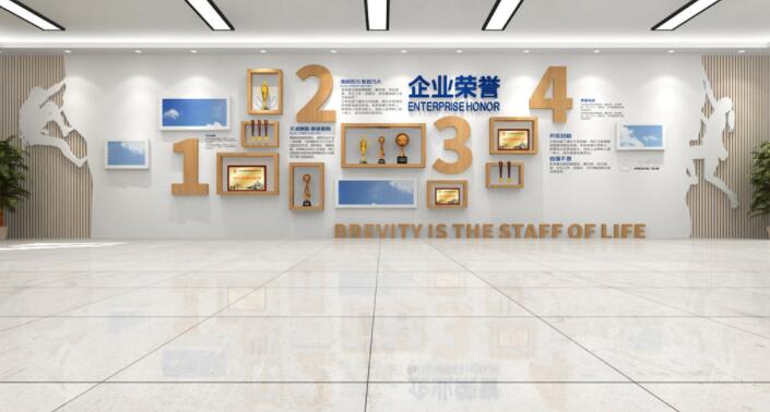 企業(yè)文化墻排版設(shè)計(jì)圖片(圖2) 勇攀高峰榮譽(yù)展示企業(yè)榮譽(yù)榜文化墻排版設(shè)計(jì)