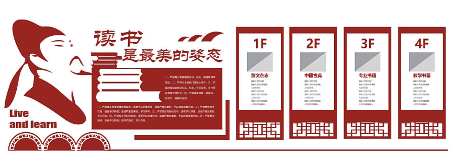 校園文化快樂學(xué)習(xí)文化墻設(shè)計(圖3) 讀書文化墻
