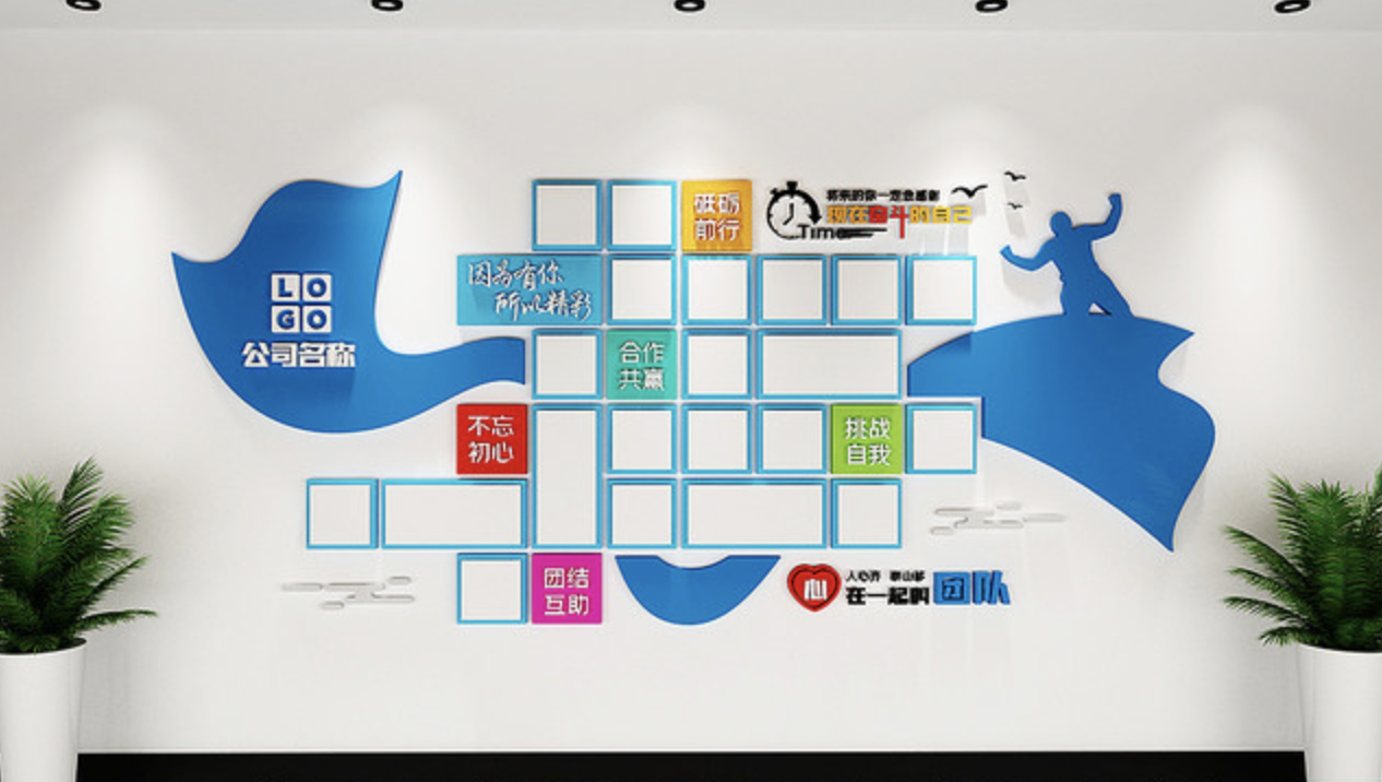 藍色大氣員工風(fēng)采文化墻